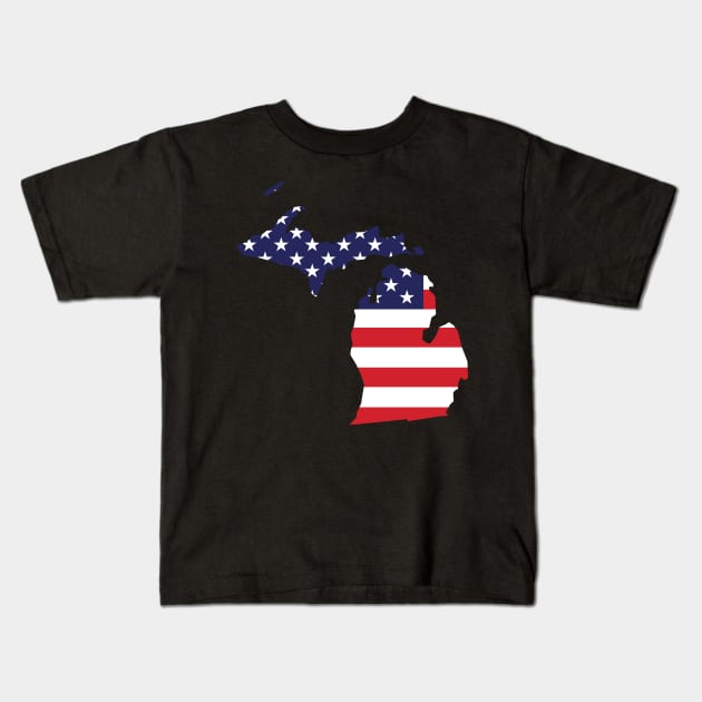 Michigan State Shape Flag Background Kids T-Shirt by anonopinion